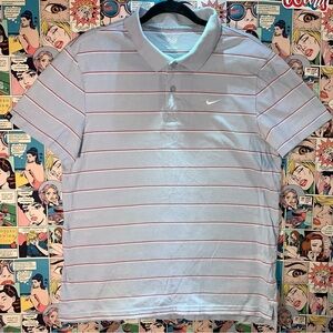 Nike The Athletic Dept Striped Polo Shirt Grey Red White Large